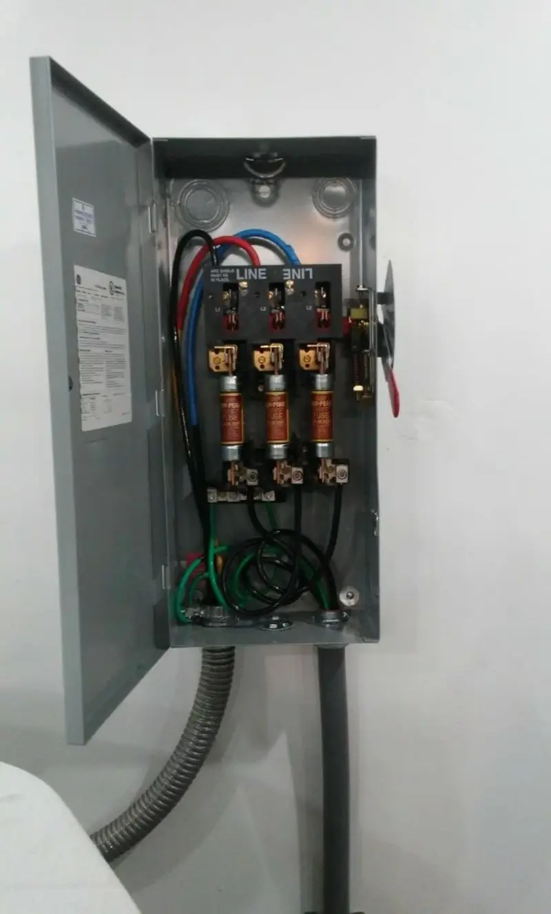 Three-phase disconnect switch installed for Electrical Wiring & Rewiring in Stacy